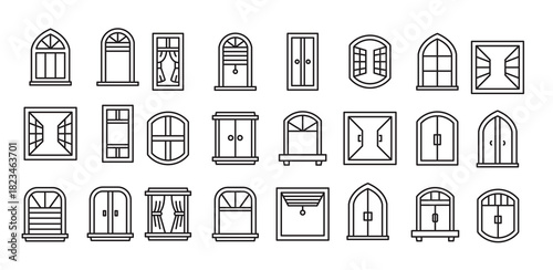 window frame line icons 
