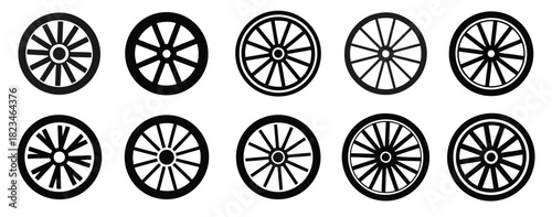  Wooden Wagon Vector Silhouette Set. Vintage Cart & Farm Vehicle Graphics