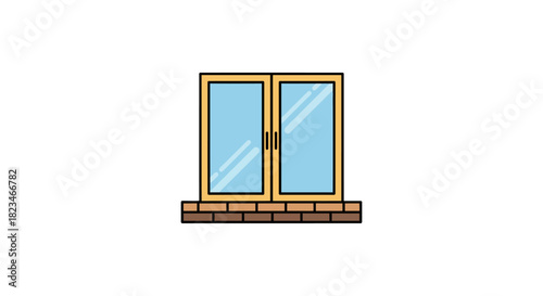 Window with sill featuring brick ideal for real estate marketing showcasing architecture elements in a clean simple design for website templates.