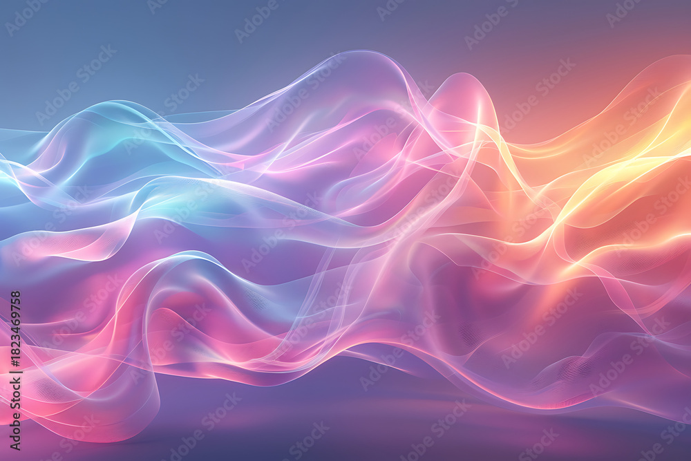 Fototapeta premium Abstract flowing waves of vibrant neon light in a spectrum of colors and gradients