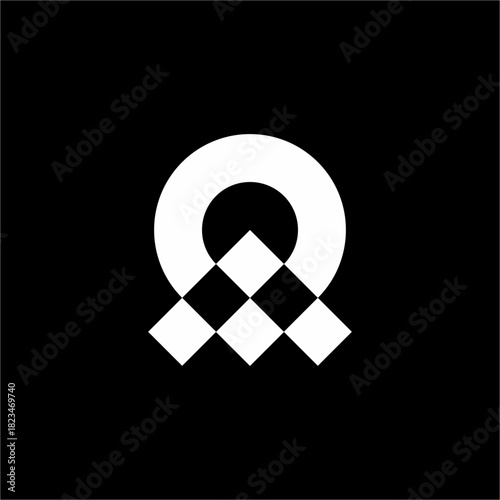 A modern, geometric logo where a checkerboard base forms the point of a stylized "A" map pin. Ideal for real estate or consulting.