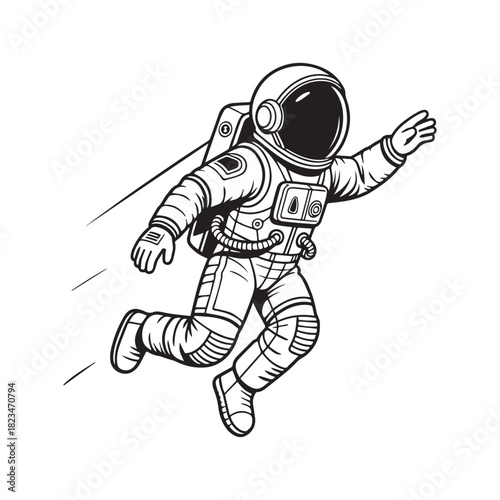  Astronaut Running with Rocket Ready for Launch into Deep Space Adventure.