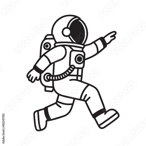  Astronaut Running with Rocket Ready for Launch into Deep Space Adventure.