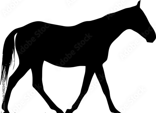 Elegant Black Silhouette of a Horse in Motion, Ideal for Graphic Design Projects and Illustrations