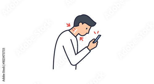 bad posture using phone person looking down at smartphone with forward head posture illustrating health problems for digital wellness blog