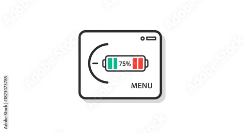 battery level indicator showing 75 charge on a device interface ideal for uiux design application development and power management solutions.