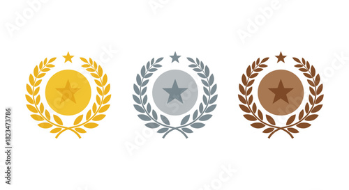 gold silver bronze awards highlighting achievement and recognition with laurel wreaths for website graphics and presentations celebrating success