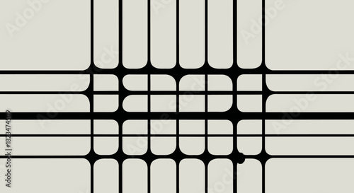 Abstract geometric design with intersecting lines and rounded corners creates a modern visual.