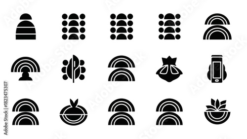 Collection of Abstract Geometric Icons and Symbols.