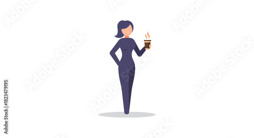 Confident woman holding coffee cup professional businesswoman with coffee break ready for a productive day ideal for business website banners.