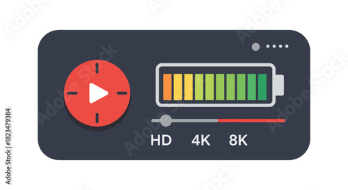 video resolution setting showing 8k quality with full battery on screen essential for media guides and tech reviews.