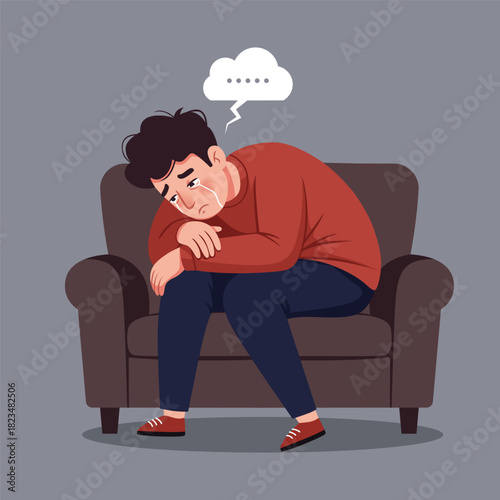 male depression, Mental health problems concept. Vector illustration