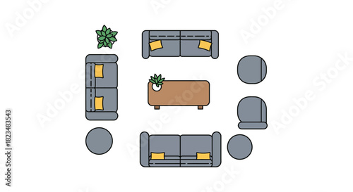 interior design layout planning showcases a modern living room arrangement creating inviting living space perfect visualization for architectural projects.