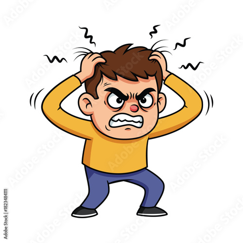 illustration of frustrated man, mental health problems vector cartoon