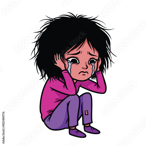 illustration of despair woman, mental health problems vector concept