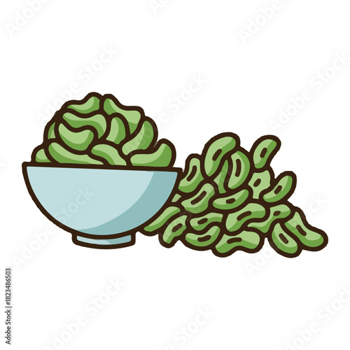 colored icon of a bowl of green beans
