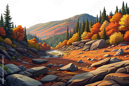 Allegheny Highlands West Virginia Foggy Ridges Soft fog drifting through spruce and hardwood ridges with exposed rocks and damp forest floor