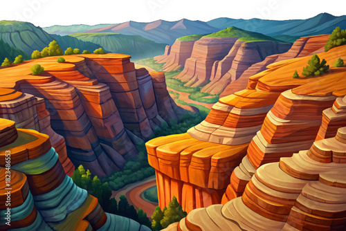 Cumberland Plateau Tennessee Sandstone cliffs with hardwood forests, deep gorges and layered hills