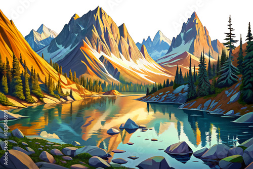 Sawtooth Wilderness, Idaho Jagged Alpine Sharp granite peaks above clear lakes, sparse pine forests, rocky slopes