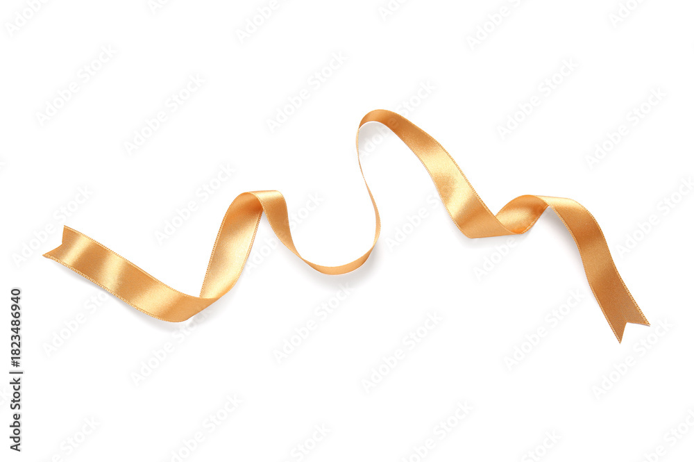 Obraz premium Shiny golden ribbon on white background