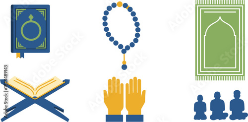 Islamic religious objects and symbols for prayer and worship