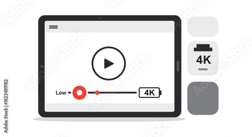 video streaming showcasing 4k resolution on a tablet for media consumption offering high-quality playback on demand for entertainment needs.