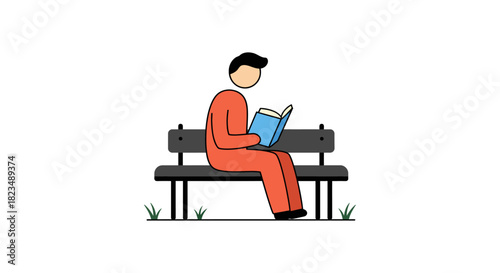 Person reading book on bench enjoying a quiet moment in the park illustrating leisure and relaxation perfect for promoting mental health content.