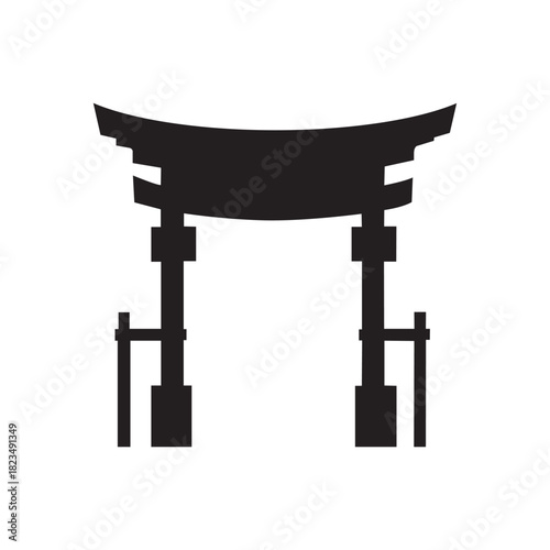 Japanese Torii Gate Silhouette Icon