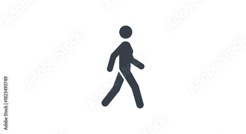 walking person icon a symbolic figure strides forward conveying movement on a white background perfect for signage and graphic design