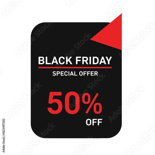 Stylish Black Friday sale announcement offering a special 50% discount for holiday shopping