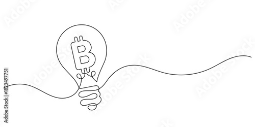 light bulb digital crypto currency financial literacy one line drawing