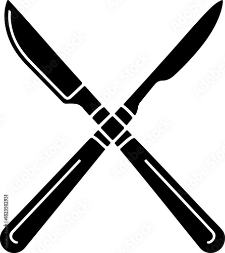 crossed surgical scalpels silhouette vector illustration