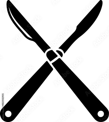 crossed surgical scalpels silhouette vector illustration
