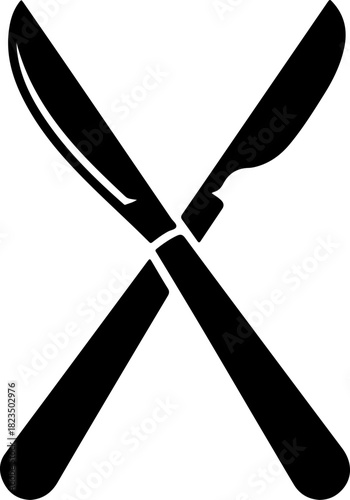 crossed surgical scalpels silhouette vector illustration
