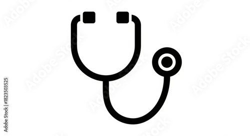 Simple black and white icon representing a stethoscope, a common medical diagnostic tool