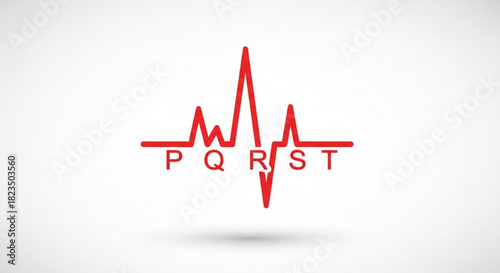 Red electrocardiogram line showing the pqrst complex representing the electrical activity of the heart