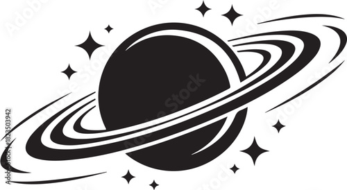 A simple and modern flat icon illustration of Planet Saturn featuring its iconic planetary ring system.