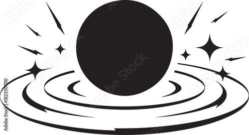 A simple and modern flat icon illustration of Planet Saturn featuring its iconic planetary ring system.