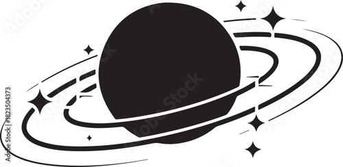 A simple and modern flat icon illustration of Planet Saturn featuring its iconic planetary ring system.