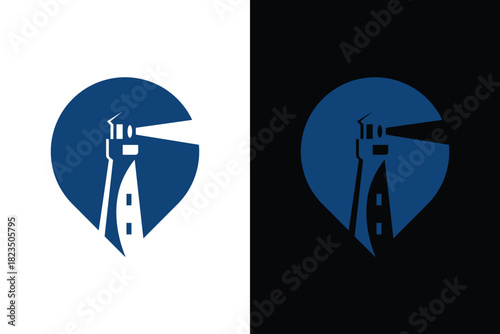 Minimalist Lighthouse Logo Design with Symbolism