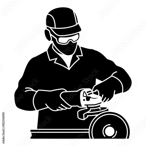 Prioritize safety with grinding operation protective gear construction metal work icon