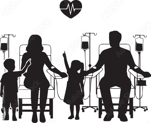 Family undergoing medical treatment together showcasing unity and hope during challenging times