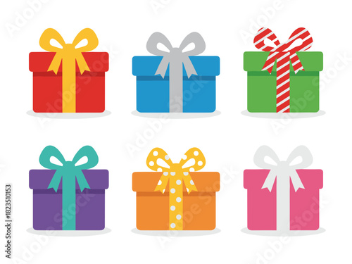 Colorful gift boxes with bows celebrating special occasions