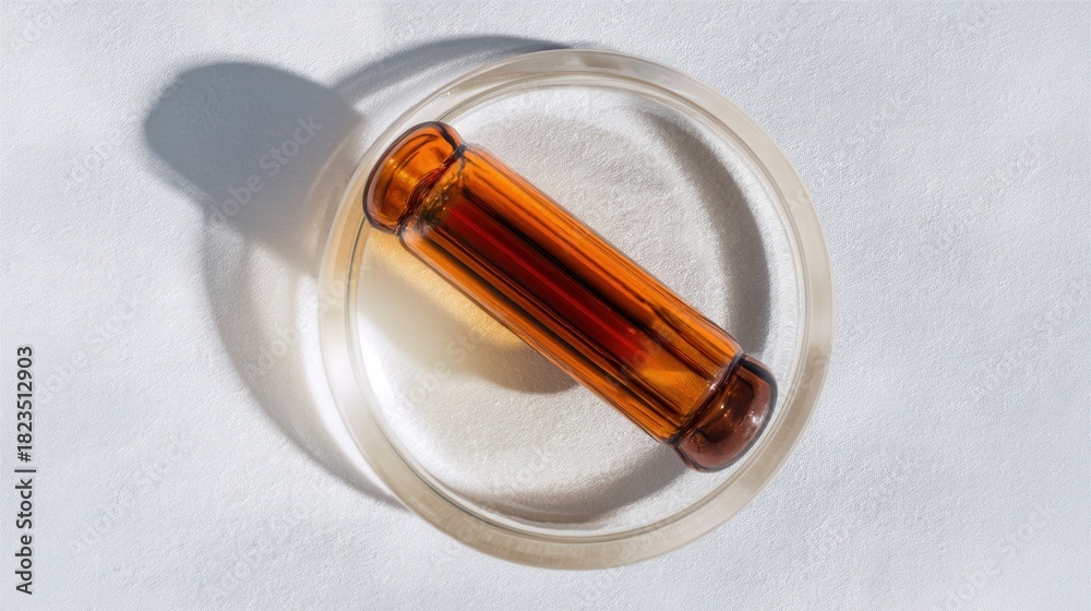 Naklejka premium Amber iodine ampoule isolated on white background. Generative AI