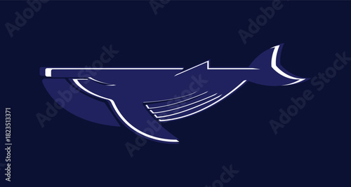 Blue whale vector illustration.