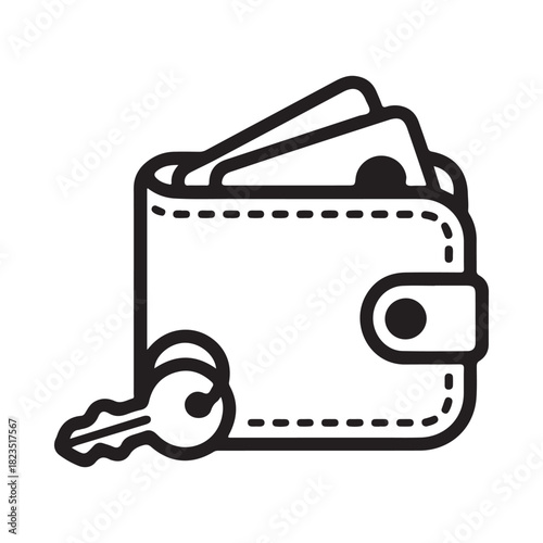 Wallet with cards and key icon