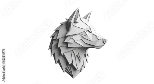 Low Poly Wolf Head Sculpture for Modern Branding Logo Design Identity Icon