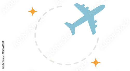 commercial airplane flying in a circular route travel concept for tourism business trips and airline branding conveying efficiency and global travel