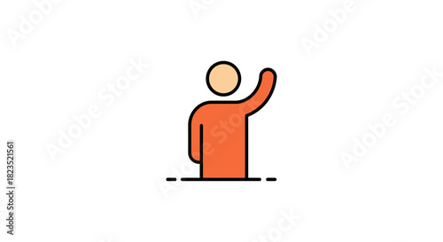 Person waving hello a friendly gesture against a white backdrop embodying greeting and connection in digital communication and general illustration