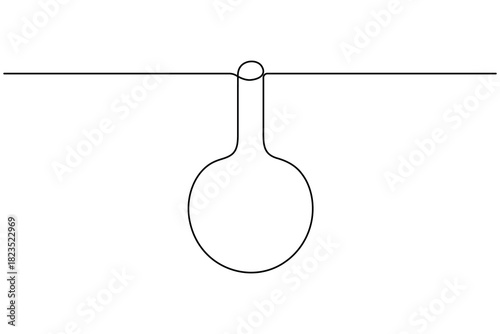Laboratory glassware continuous one line drawing on white background minimalist scientific experiment outline vector illustration